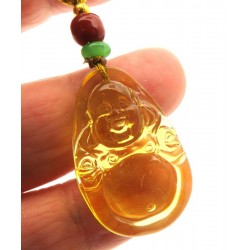 Amber Carved Buddha Pendant 06